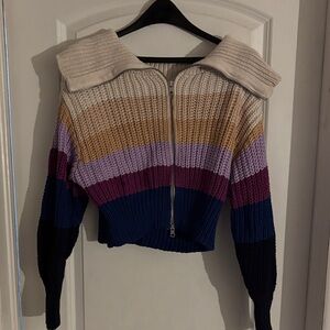Aerie Colorblock Zip-Up Cardigan